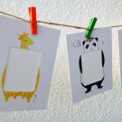 Free shipping! Mini Animal Painted Paper Photo Frame Set- wooden pegs & jute twine set