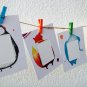 Free shipping! Mini Animal Painted Paper Photo Frame Set- wooden pegs & jute twine set