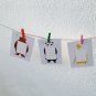 Free shipping! Mini Animal Painted Paper Photo Frame Set- wooden pegs & jute twine set