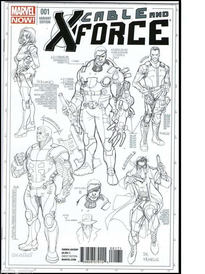 CABLE AND X-FORCE #1 SALVATOR LARROCA 1:50 DESIGN SKETCH VARIANT COVER