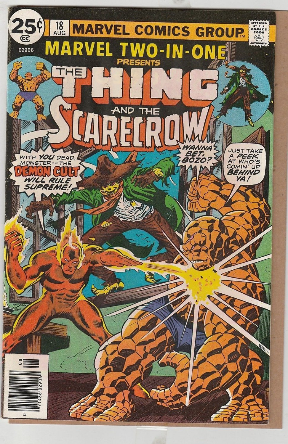 MARVEL TWO-IN-ONE #18 THING / THE SCARECROW 1976 WITH VALUE STAMP
