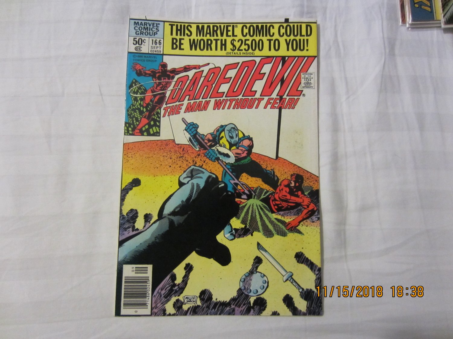 DAREDEVIL#166 "vs. Gladiator " NEWSSTAND COPY