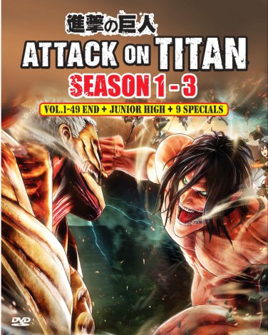Attack On Titan Season1-3 Vol.1-49End+Junior High+9 Specials Anime DVD Eng Sub Region All