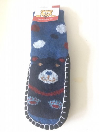 Bearfoot Soft Leisure Socks Bear Blue slippers Cozy Grippers NWT 7inch kid 4-5 years shoe sz8-13