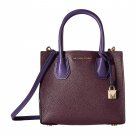 MICHAEL KORS MERCER LARGE CONVERTIBLE TOTE LEATHER SATCHEL PURPLE Damson/Black/Iris SHOULDER HANDBAG