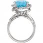 14k White Gold Genuine Sky Blue Topaz and Diamond Ring