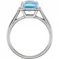 14k White Gold Swiss Blue Topaz and Diamond Halo Ring