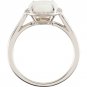 14k White Gold Genuine Australian White Opal and Diamond Halo Ring