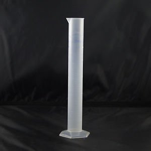 Graduated Cylinder Plastic 250ml Hex Base white&blue scale