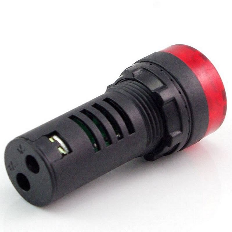 Red LED Indicator Light with Buzzer 12VDC 22mm Diameter 60mm Height