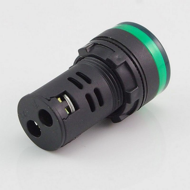 Green LED Power Indicator Signal Light 380VAC 50mm Height 20mm Diameter