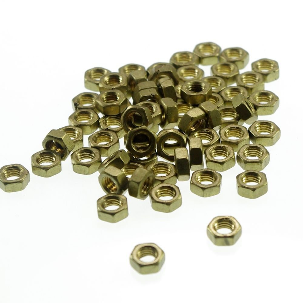 100pcs Metric Thread M3 x 0.5mm Pitch Brass Hex Nuts Freeship To Worldwide