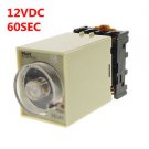 1PCS 12VDC Power off delay Time Timer Relay 0-60 seconds With Socket Base PF083A