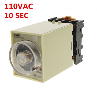 1PCS 1A 110VAC Power off delay time relay 0-10 seconds with Socket base PF083A