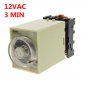 1PCS 1A 12VAC Power off delay time relay 0-3 minutes With Socket Base ST3PF