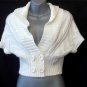 Small 4 6 Derek Heart White Cable Knit Shawl Collar Dolman Sweater Bolero Shrug