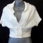 Small 4 6 Derek Heart White Cable Knit Shawl Collar Dolman Sweater Bolero Shrug