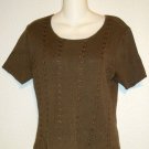 Sophisticates Jonathan Martin Small 4 6 Espresso Brown Crochet Embellish Sweater