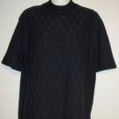 Koret  Medium 8 10 Navy Blue Diamond Knit Mock Turtleneck Short Sleeve Sweater