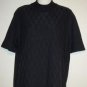 Koret Medium 8 10 Navy Blue Diamond Knit Mock Turtleneck Short Sleeve Sweater