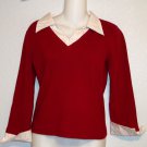 Hillard & Hanson Medium 8 10 Red Sweater Faux Striped Shirt Combo Career