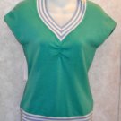 NEW Bogari Small 4 6 Aqua Teal Silk Blend Cap Sleeve Pullover Sweater