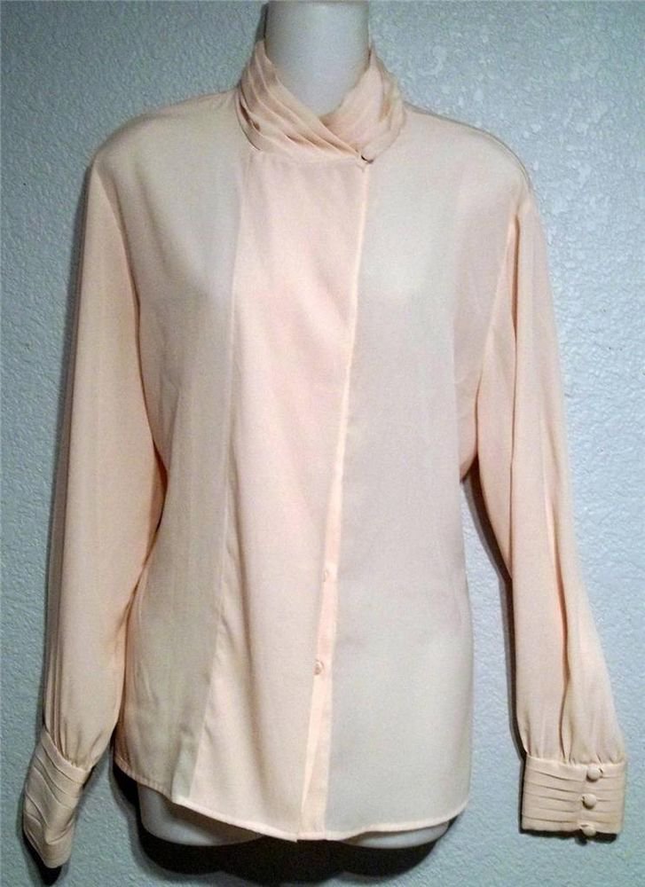 La Chine Classic 12 Large Blush Pink LS Silky Career Suit Button Down ...