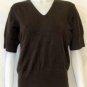 XL 16 18 Extra Large Van Heusen Women Dark Brown Half-Sleeve V-Neck Sweater
