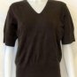 XL 16 18 Extra Large Van Heusen Women Dark Brown Half-Sleeve V-Neck Sweater