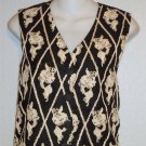 Express Small 4 6 Black Ivory Diamond Embellished V Neck Button Down Lined Vest