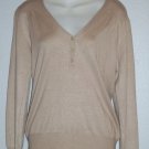 NEW Dollz Medium 8 10 Tan Taupe  Lightweight Pullover Polo Style LS Sweater