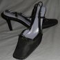 BCBG Paris Black Slingback Faille Square Toe 3-1/2"Heel Brazil 7.5 B Medium 38
