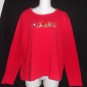 White Stag Extra Large XL 16 18 Red Christmas Elf Reindeer LS 100% Cotton Top