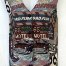 Venezia Jeans 26 28 4X Road Trip Route 66 Button Front V Neck Tapestry Vest
