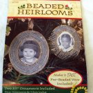Fibre Craft Beaded Heirlooms Picture Frame Two Ornaments 1997 Craft Kit Sealed
