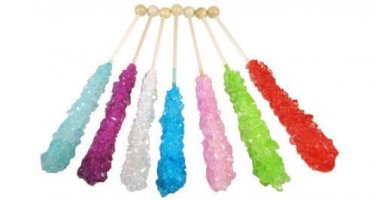 ROCK CANDY CRISTAL STICKS ASSORTED, WRAPPED 10 PIECES!!!