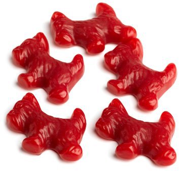 RED  LICORICE SCOTTIE DOGS BY GIMBALs