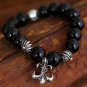 Tibetan silver anchor rock style black crystal bracelet