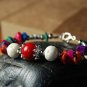 Tibetan silver hollow ball of red coral lily gravel bone bracelet