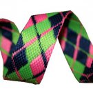 Blue, Green and Pink Reversible Argyle Belt