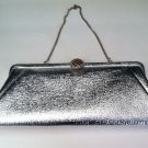 Vintage Silver Shiniy Clutch Party Evening Bag 12 inches Wide x 5 inches High