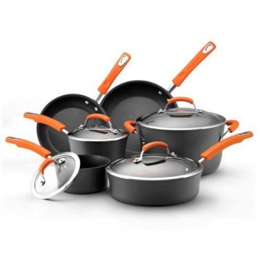 Rachael Ray 10-Piece Cookware Set: Dishwasher safe, Non-stick Orange