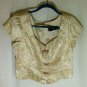 Womens Gold Blouse Top Cap Sleeve Acetate Size 12