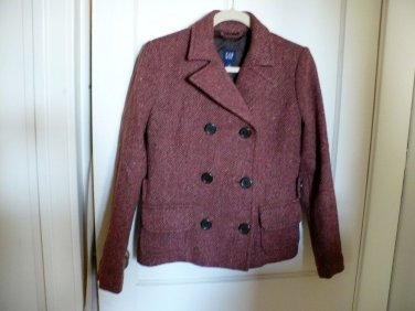 GAP Size 4 Womens Wool Red Brown Basic Jacket/Blazer Coat