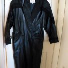 Womens Black LEATHER TRENCH Coat Long -  Size PS