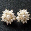 Snow White Drop Clip-on Cluster Earrings