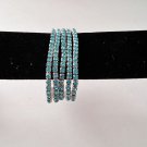 5 Rhinestone Blue Stretch Elastic Cuff Bracelets