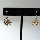 Gold Nautical Cruise Ship Wheel Dangle Drop Earrings Surgical Steel Post