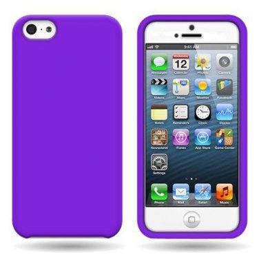 Silicone Fitted Soft Skin Case Cover for Apple iPhone 5 / 5S - Purple