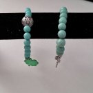 2 Charms Bird Shamrock Turquoise Bangle Cuff Bracelets NWOT